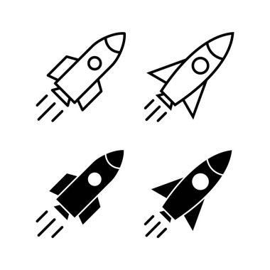 Web ve mobil uygulama için roket simgesi vektörü. Başlangıç işareti ve sembol. roket fırlatma simgesi