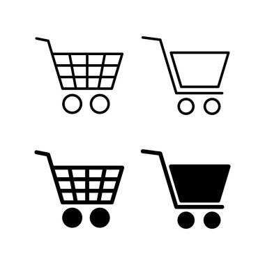 Web ve mobil uygulama için ikon vektörü alınıyor. Alışveriş arabası işareti ve sembol. Trolley simgesi