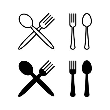 Web ve mobil uygulama için kaşık ve çatal simgesi vektörü. kaşık, çatal ve bıçak ikonu vektörü. Restoran işareti ve sembolü