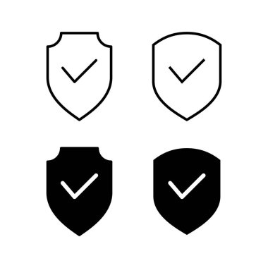 Web ve mobil uygulama için kalkan işaretleme simgesi vektörü. Koruma onayı işareti. Sigorta simgesi