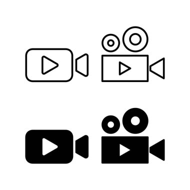 Web ve mobil uygulama için video simgesi vektörü. Video kamera işareti ve sembol. Film tabelası. Sinema