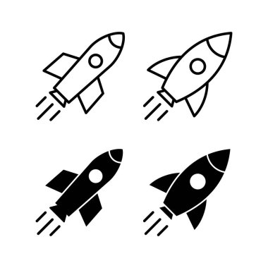 Web ve mobil uygulama için roket simgesi vektörü. Başlangıç işareti ve sembol. roket fırlatma simgesi