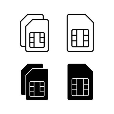 Web ve mobil uygulama için Sim kart simgesi vektörü. çift sim kart işareti ve sembol