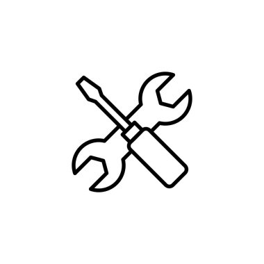 Onarım araçları simgesi. araç işareti ve sembol. Simge ayarlanıyor. İngiliz anahtarı ve tornavida. Servis