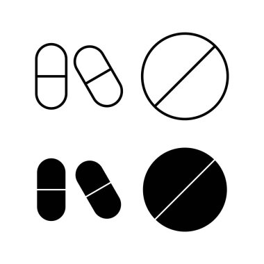 İnternet ve mobil uygulama için hap ikonu vektörü. Kapsül simgesi. Uyuşturucu işareti ve sembol