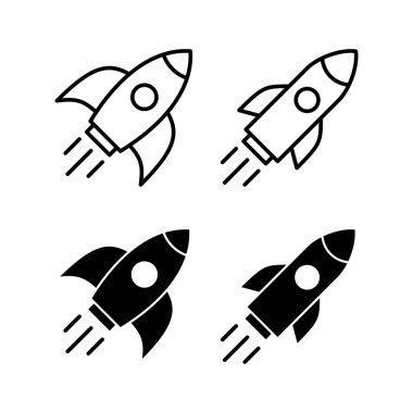 Web ve mobil uygulama için roket simgesi vektörü. Başlangıç işareti ve sembol. roket fırlatma simgesi