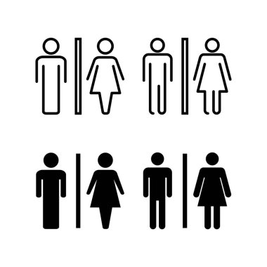 Web ve mobil uygulama için tuvalet ikonu vektörü. Kızlar ve erkekler tuvaletleri imzalar ve simgeler. Banyo tabelası. wc, tuvalet