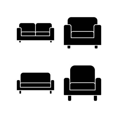 Web ve mobil uygulama için kanepe simgesi vektörü. Kanepe işareti ve sembol. mobilya simgesi