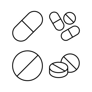 İnternet ve mobil uygulama için hap ikonu vektörü. Kapsül simgesi. Uyuşturucu işareti ve sembol