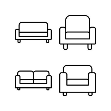 Web ve mobil uygulama için kanepe simgesi vektörü. Kanepe işareti ve sembol. mobilya simgesi