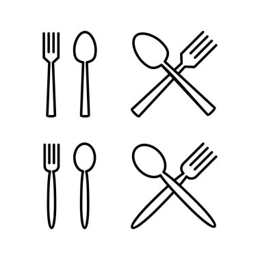 Web ve mobil uygulama için kaşık ve çatal simgesi vektörü. kaşık, çatal ve bıçak ikonu vektörü. Restoran işareti ve sembolü