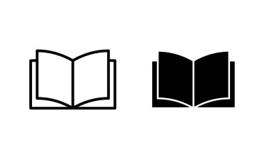 Kitap simgeleri ayarlandı. Açık kitap işareti ve sembol. Kitap simgesi