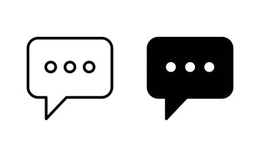 Sohbet simgeleri ayarlandı. Konuşma balonu işareti ve sembol. Yorum simgesi. ileti