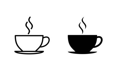 Kahve fincanı simgeleri hazır. Kahve işareti ve sembol.