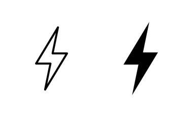 Şimşek simgeleri ayarlandı. Elektrik işareti ve sembol. Güç simgesi. enerji işareti