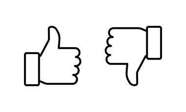 Simgeler seti gibi ve sevmedikleri. Baş parmaklar yukarı ve baş parmaklar aşağı işareti ve sembol.