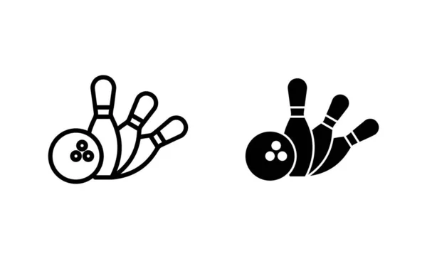 ボウリングアイコンが設定されます ボウリングボールとピンのサインとシンボル — ストックベクタ