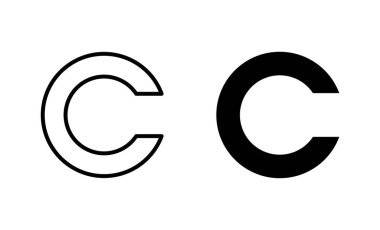 Telif hakkı simgeleri ayarlandı. telif hakkı işareti ve sembol