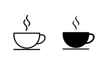Kahve fincanı simgeleri hazır. Kahve işareti ve sembol.