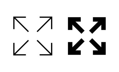 Tam ekran simgesi ayarlandı. Tam ekran işareti ve simgeye genişlet. Oklar sembolü