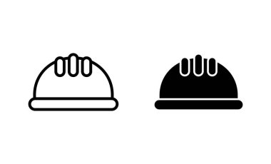 Kask simgeleri ayarlandı. Motosiklet kaskı tabelası ve sembolü. İnşaat miğferi simgesi. Güvenlik kaskı