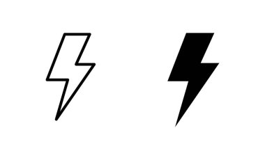 Şimşek simgeleri ayarlandı. Elektrik işareti ve sembol. Güç simgesi. enerji işareti