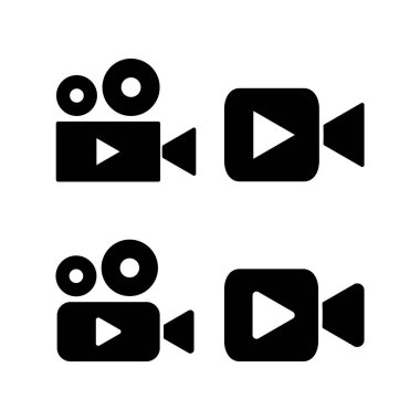 Web ve mobil uygulama için video simgesi vektörü. Video kamera işareti ve sembol. Film tabelası. Sinema