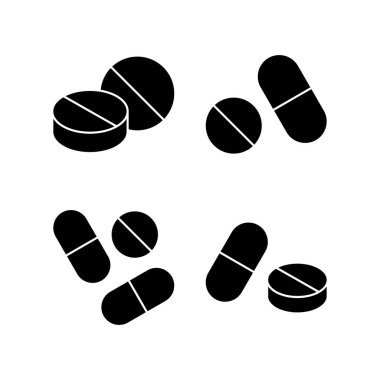 İnternet ve mobil uygulama için hap ikonu vektörü. Kapsül simgesi. Uyuşturucu işareti ve sembol