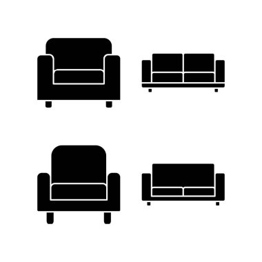 Web ve mobil uygulama için kanepe simgesi vektörü. Kanepe işareti ve sembol. mobilya simgesi