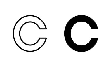 Telif hakkı simgeleri ayarlandı. telif hakkı işareti ve sembol