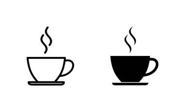 Kahve fincanı simgeleri hazır. Kahve işareti ve sembol.