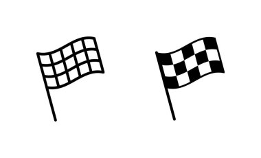 Yarış bayrağı simgeleri ayarlandı. Yarış bayrağı ve sembolü. Damalı yarış bayrağı simgesi