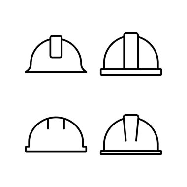 Web ve mobil uygulama için kask simgesi vektörü. Motosiklet kaskı tabelası ve sembolü. İnşaat miğferi simgesi. Güvenlik kaskı