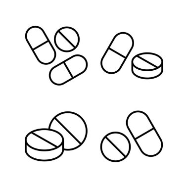 İnternet ve mobil uygulama için hap ikonu vektörü. Kapsül simgesi. Uyuşturucu işareti ve sembol