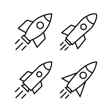 Web ve mobil uygulama için roket simgesi vektörü. Başlangıç işareti ve sembol. roket fırlatma simgesi
