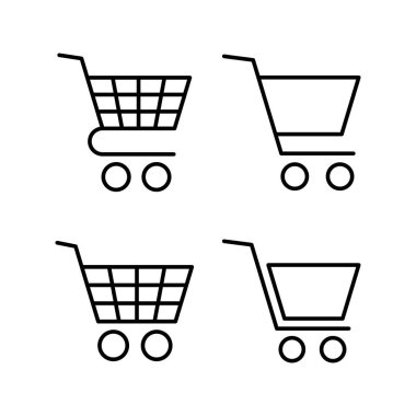 Web ve mobil uygulama için ikon vektörü alınıyor. Alışveriş arabası işareti ve sembol. Trolley simgesi