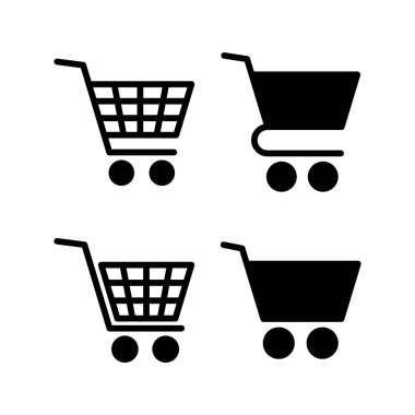 Web ve mobil uygulama için ikon vektörü alınıyor. Alışveriş arabası işareti ve sembol. Trolley simgesi