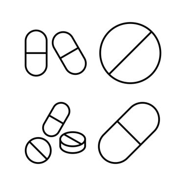 İnternet ve mobil uygulama için hap ikonu vektörü. Kapsül simgesi. Uyuşturucu işareti ve sembol