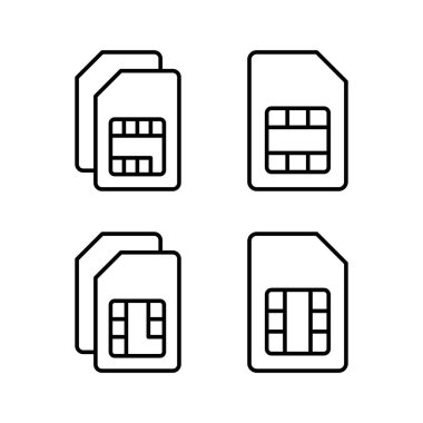 Web ve mobil uygulama için Sim kart simgesi vektörü. çift sim kart işareti ve sembol
