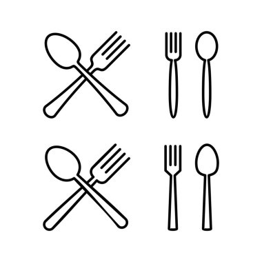 Web ve mobil uygulama için kaşık ve çatal simgesi vektörü. kaşık, çatal ve bıçak ikonu vektörü. Restoran işareti ve sembolü