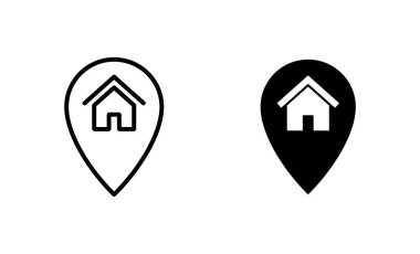 Adres simgeleri ayarlandı. Ev işareti ve sembol. nokta