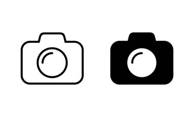 Kamera simgeleri ayarlandı. Fotoğraf makinesi işareti ve sembol. fotoğrafçılık simgesi.