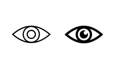 Göz simgeleri ayarlandı. Göz işareti ve sembol. Bak ve Görüş simgesi. 