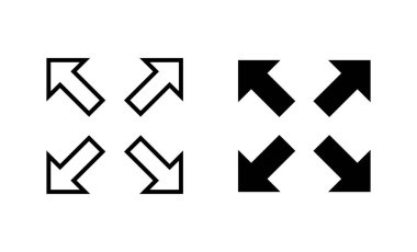 Tam ekran simgesi ayarlandı. Tam ekran işareti ve simgeye genişlet. Oklar sembolü