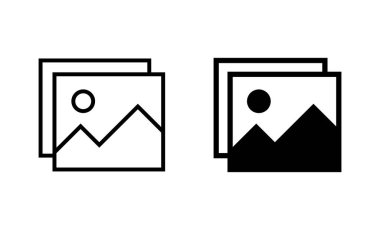 Resim simgeleri ayarlandı. Fotoğraf galerisi işareti ve sembol. resim simgesi