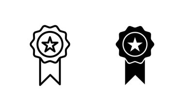 Rozet simgesi ayarlandı. Ödül ikon vektörü. İşaret ve simgelere ulaş