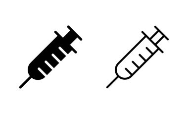 Şırınga simgeleri hazır. Enjeksiyon işareti ve sembol. Aşı simgesi