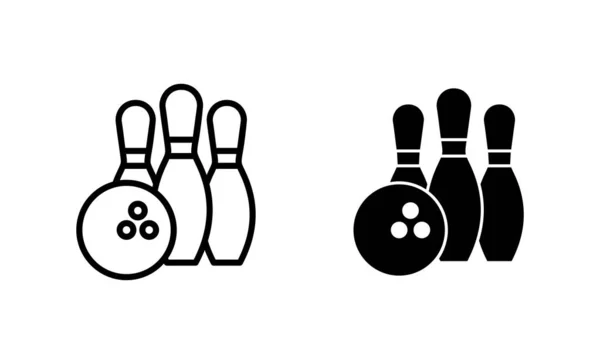 Bowlingikoner Inställda Bowlingklot Och Pin Tecken Och Symbol — Stock vektor
