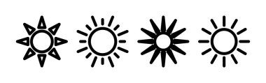 Web ve mobil uygulama için güneş simgesi vektörü. Parlaklık işareti ve sembol.