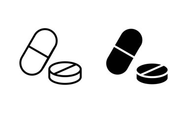 Haplar hazır. Kapsül simgesi. Uyuşturucu işareti ve sembol